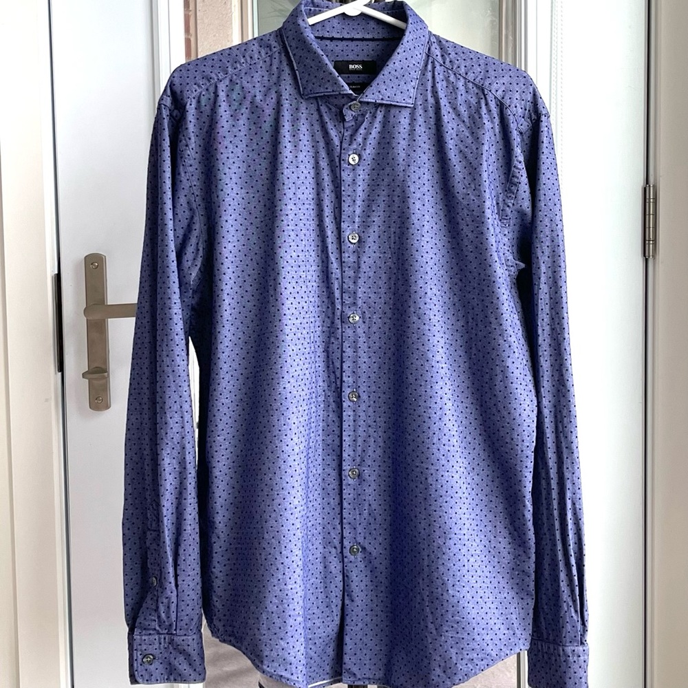 Hugo Boss Ridley Slim Fit Dot Print Mens Dress Shirt XL